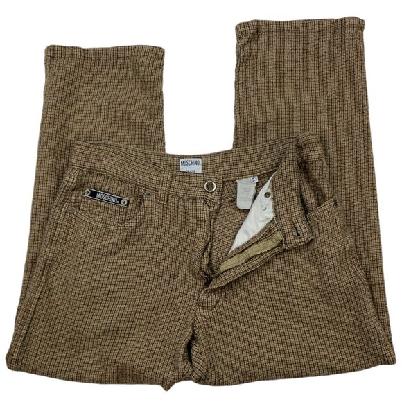 Moschino Jean Plaid Pant 34 Wool Blend Relaxed Fit Mid Rise Cropped Heritage - Picture 3 of 12